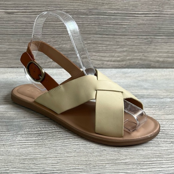 Cute criss cross Loft Irish cream and brown Missy adjustable buckle sandals sz 6 - Picture 2 of 7
